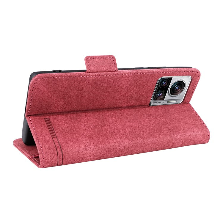 For Motorola Edge 30 Ultra 5G / Moto X30 Pro 5G PU Leather Anti-drop Case Hardware Decor Magnetic Wallet Stand Phone Cover - Rose