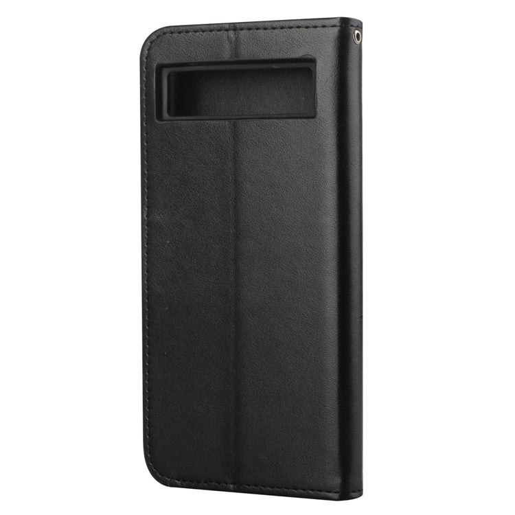 For Google Pixel 7a PU Leather Wallet Phone Case Imprinted Butterfly Flower Pattern Magnetic Closure Stand Flip Cover with Strap - Black