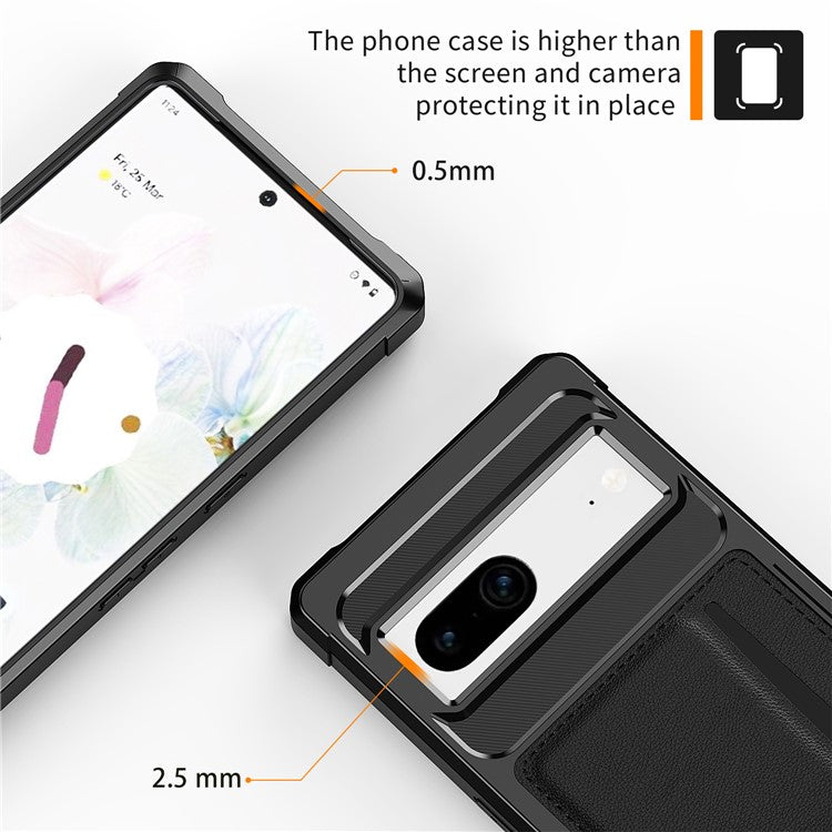 For Google Pixel 7 5G ZM02 Smartphone Case with Card Slot PU Leather + TPU Reinforced Corner Anti-scratch Cell Phone Back Cover