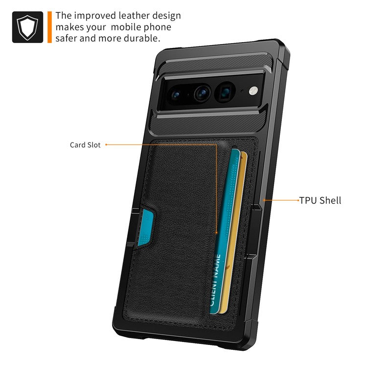 For Google Pixel 7 Pro 5G ZM02 Shockproof Reinforced Corner Phone Case with Card Slot PU Leather + TPU Anti-fall Phone Back Cover