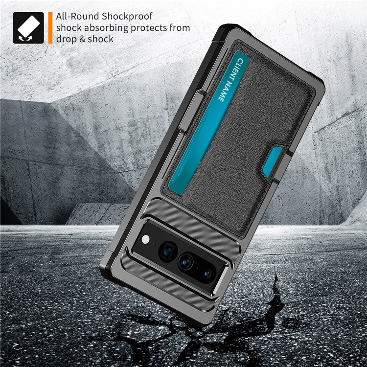For Google Pixel 7 Pro 5G ZM02 Shockproof Reinforced Corner Phone Case with Card Slot PU Leather + TPU Anti-fall Phone Back Cover