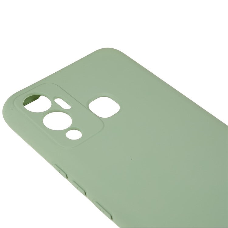 For Infinix Hot 12 Play 4G Liquid Silicone Texture Smooth Touch Case Arc Edge 2.0mm Thick TPU Shockproof Protective Phone Cover - Green