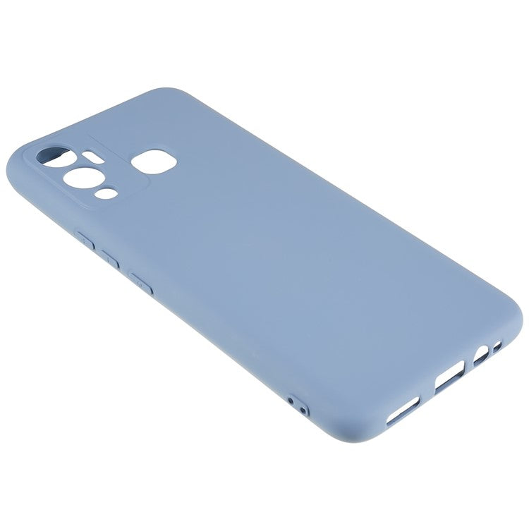 For Infinix Hot 12 Play 4G Liquid Silicone Texture Smooth Touch Case Arc Edge 2.0mm Thick TPU Shockproof Protective Phone Cover - Grey