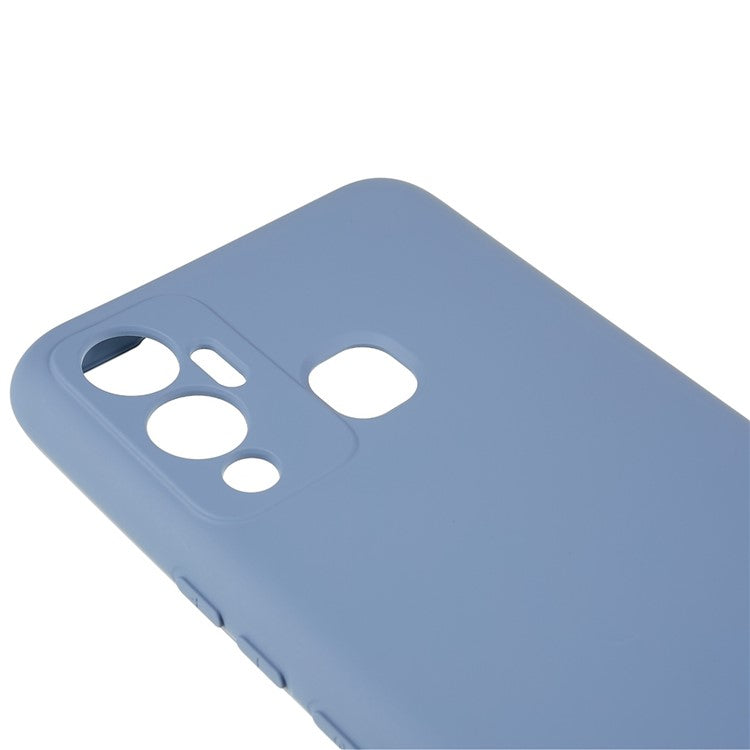 For Infinix Hot 12 Play 4G Liquid Silicone Texture Smooth Touch Case Arc Edge 2.0mm Thick TPU Shockproof Protective Phone Cover - Grey