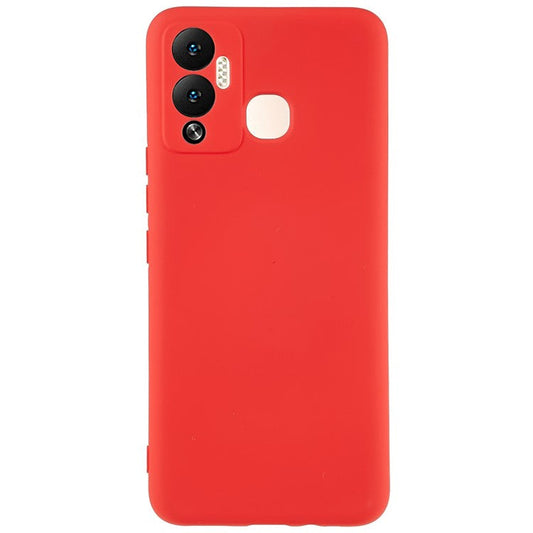For Infinix Hot 12 Play 4G Liquid Silicone Texture Smooth Touch Case Arc Edge 2.0mm Thick TPU Shockproof Protective Phone Cover - Red