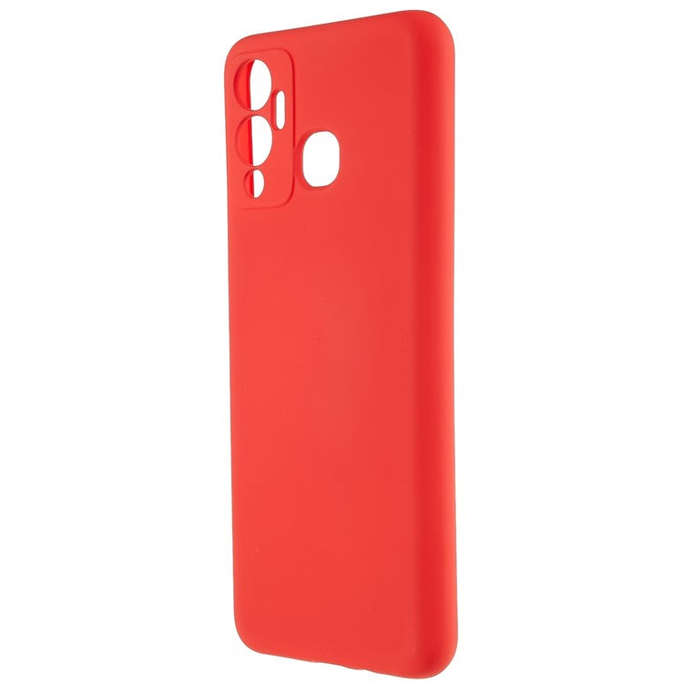 For Infinix Hot 12 Play 4G Liquid Silicone Texture Smooth Touch Case Arc Edge 2.0mm Thick TPU Shockproof Protective Phone Cover - Red