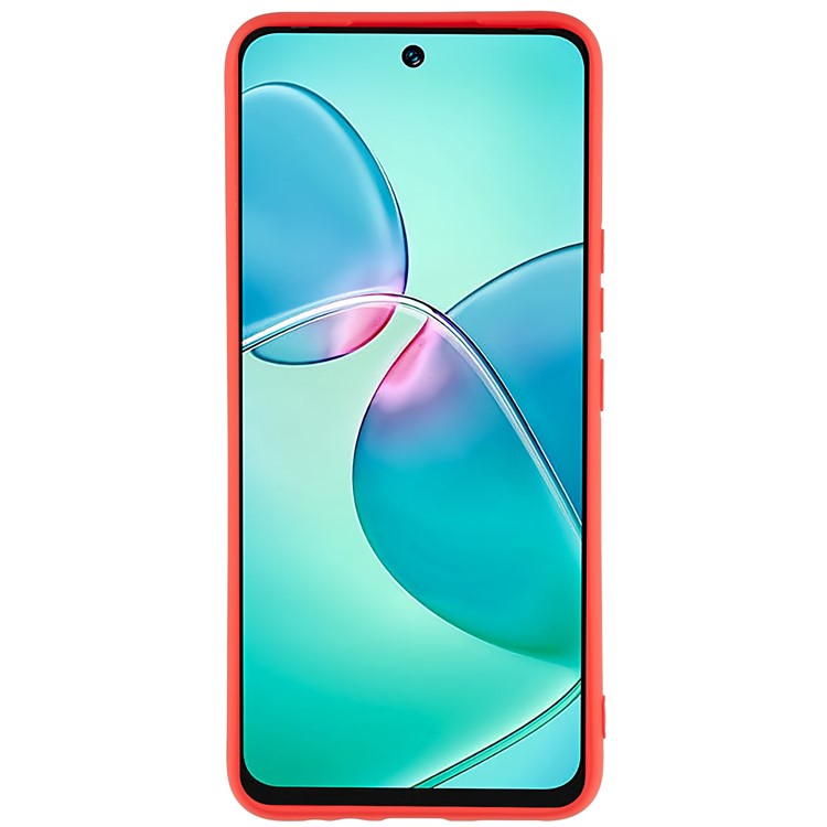 For Infinix Hot 12 Play 4G Liquid Silicone Texture Smooth Touch Case Arc Edge 2.0mm Thick TPU Shockproof Protective Phone Cover - Red