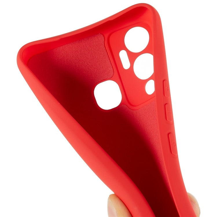 For Infinix Hot 12 Play 4G Liquid Silicone Texture Smooth Touch Case Arc Edge 2.0mm Thick TPU Shockproof Protective Phone Cover - Red
