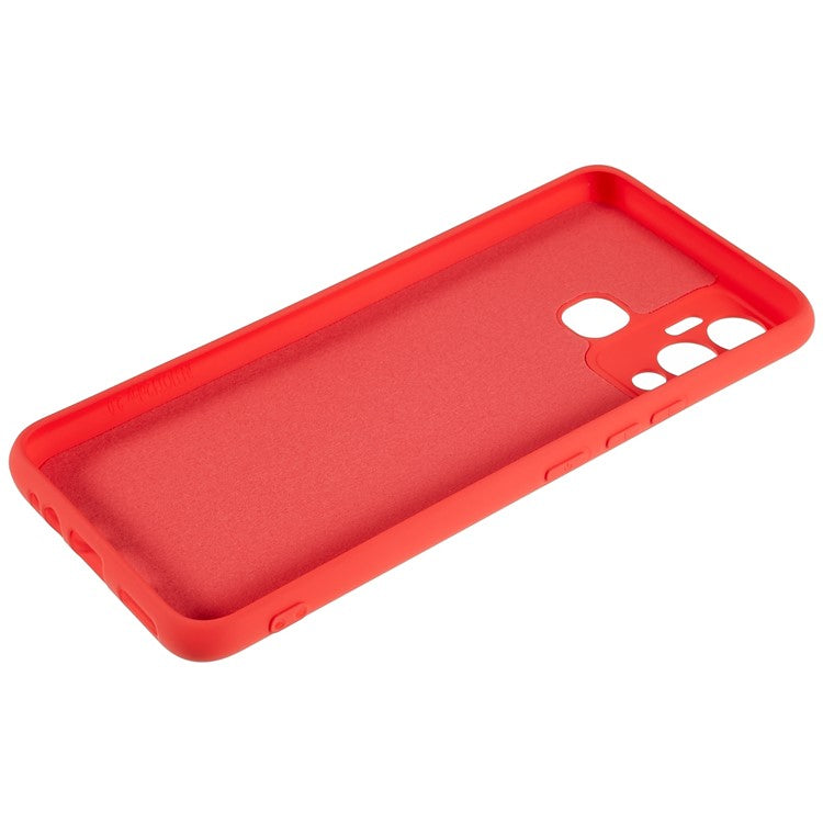 For Infinix Hot 12 Play 4G Liquid Silicone Texture Smooth Touch Case Arc Edge 2.0mm Thick TPU Shockproof Protective Phone Cover - Red