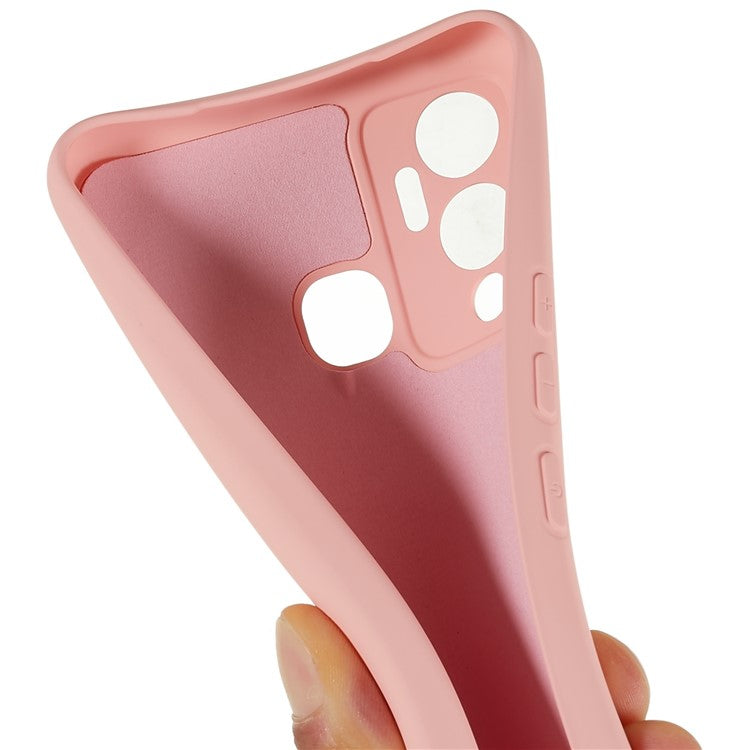 For Infinix Hot 12 Play 4G Liquid Silicone Texture Smooth Touch Case Arc Edge 2.0mm Thick TPU Shockproof Protective Phone Cover - Pink
