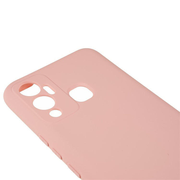 For Infinix Hot 12 Play 4G Liquid Silicone Texture Smooth Touch Case Arc Edge 2.0mm Thick TPU Shockproof Protective Phone Cover - Pink