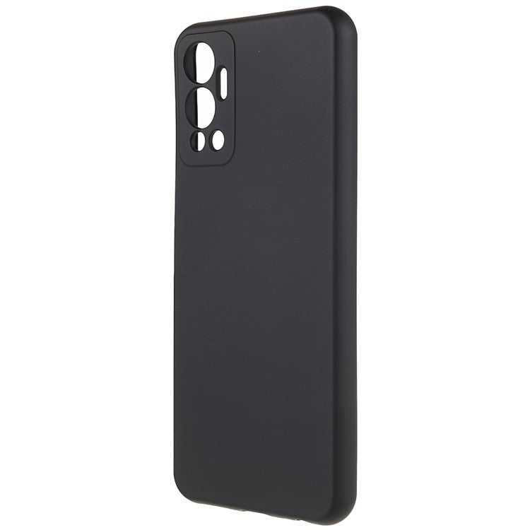 For Infinix Hot 12 4G Anti-Slip Liquid Silicone Texture Phone Case 2.0mm Thick Arc Edge Soft TPU Shockproof Back Cover - Black