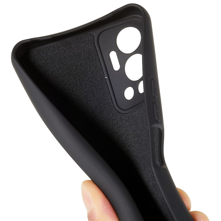 For Infinix Hot 12 4G Anti-Slip Liquid Silicone Texture Phone Case 2.0mm Thick Arc Edge Soft TPU Shockproof Back Cover - Black