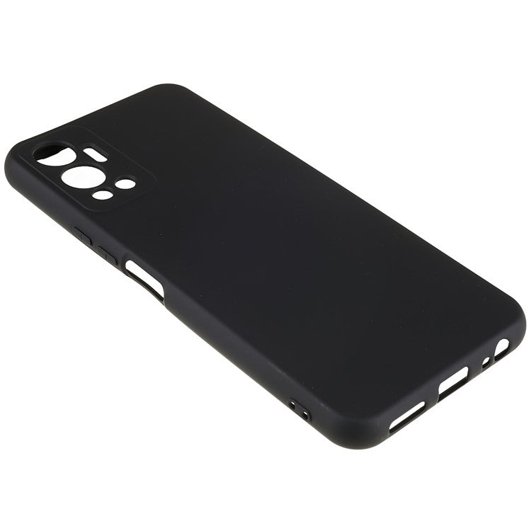 For Infinix Hot 12 4G Anti-Slip Liquid Silicone Texture Phone Case 2.0mm Thick Arc Edge Soft TPU Shockproof Back Cover - Black