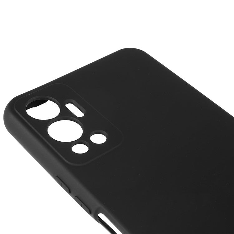 For Infinix Hot 12 4G Anti-Slip Liquid Silicone Texture Phone Case 2.0mm Thick Arc Edge Soft TPU Shockproof Back Cover - Black