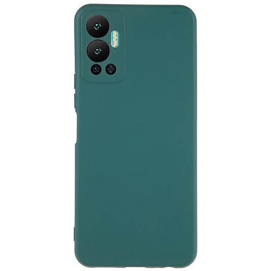 For Infinix Hot 12 4G Anti-Slip Liquid Silicone Texture Phone Case 2.0mm Thick Arc Edge Soft TPU Shockproof Back Cover - Midnight Green