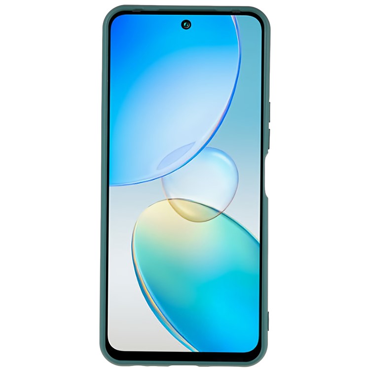 For Infinix Hot 12 4G Anti-Slip Liquid Silicone Texture Phone Case 2.0mm Thick Arc Edge Soft TPU Shockproof Back Cover - Midnight Green