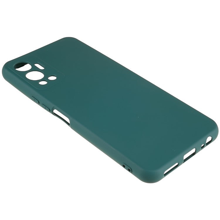 For Infinix Hot 12 4G Anti-Slip Liquid Silicone Texture Phone Case 2.0mm Thick Arc Edge Soft TPU Shockproof Back Cover - Midnight Green