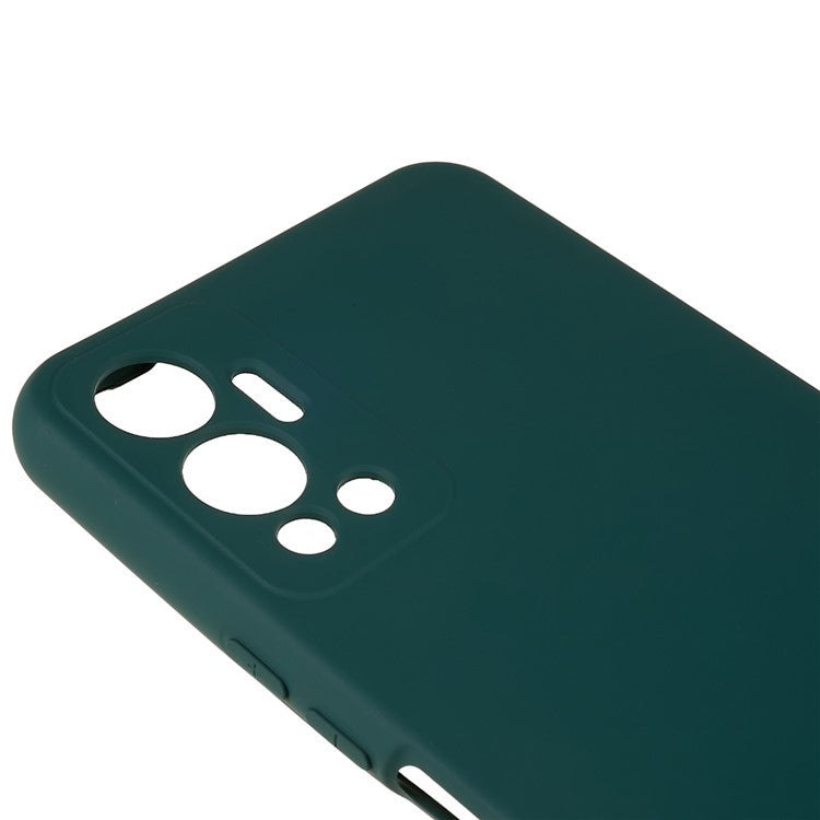 For Infinix Hot 12 4G Anti-Slip Liquid Silicone Texture Phone Case 2.0mm Thick Arc Edge Soft TPU Shockproof Back Cover - Midnight Green