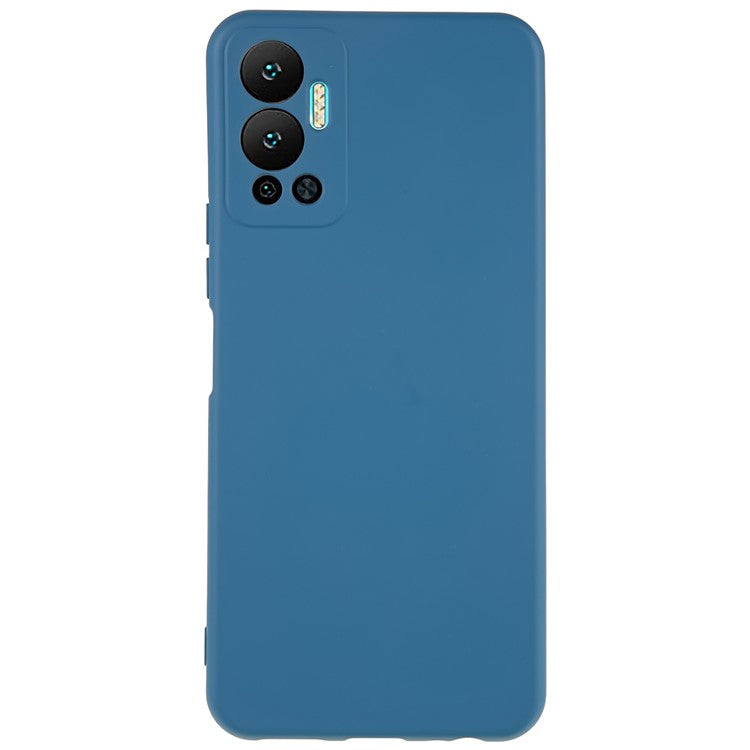 For Infinix Hot 12 4G Anti-Slip Liquid Silicone Texture Phone Case 2.0mm Thick Arc Edge Soft TPU Shockproof Back Cover - Blue