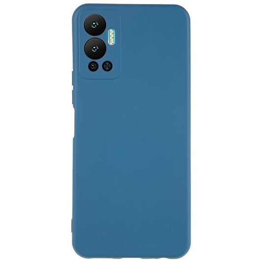 For Infinix Hot 12 4G Anti-Slip Liquid Silicone Texture Phone Case 2.0mm Thick Arc Edge Soft TPU Shockproof Back Cover - Blue