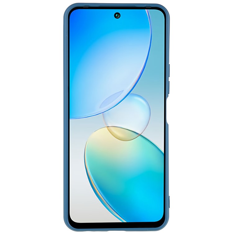 For Infinix Hot 12 4G Anti-Slip Liquid Silicone Texture Phone Case 2.0mm Thick Arc Edge Soft TPU Shockproof Back Cover - Blue