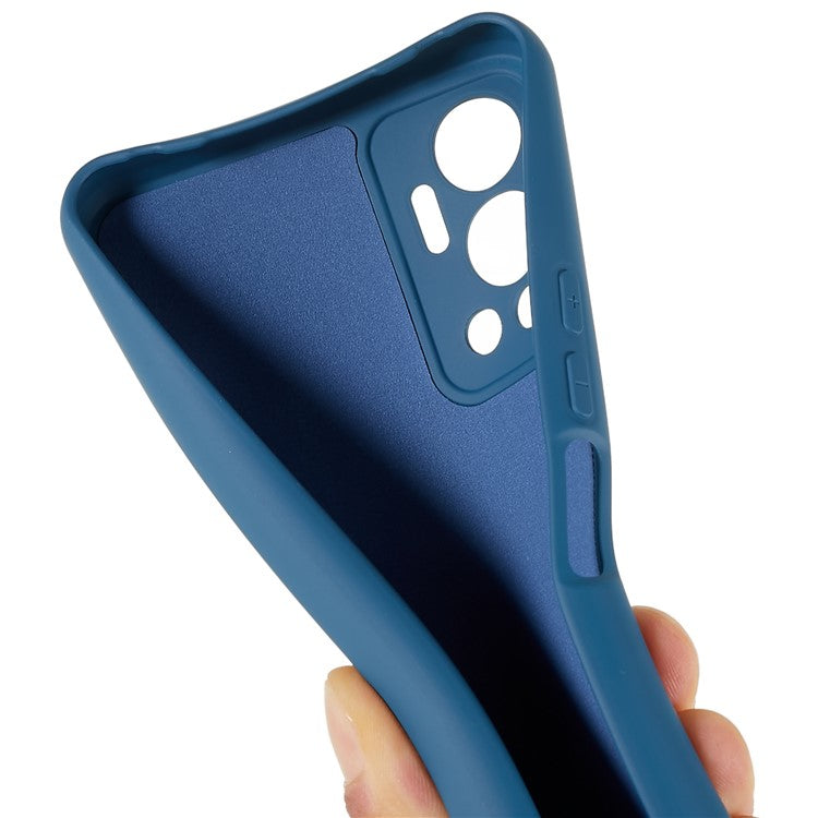 For Infinix Hot 12 4G Anti-Slip Liquid Silicone Texture Phone Case 2.0mm Thick Arc Edge Soft TPU Shockproof Back Cover - Blue