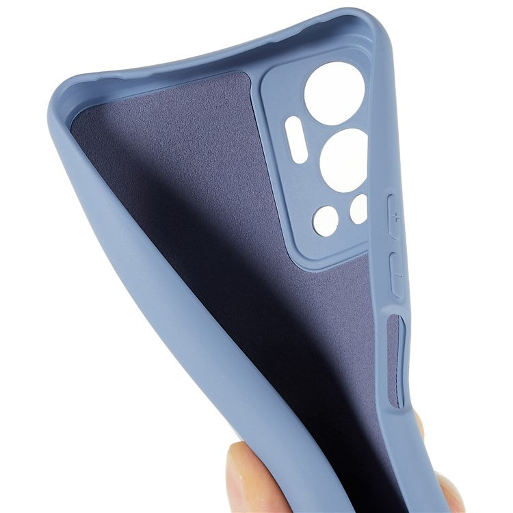 For Infinix Hot 12 4G Anti-Slip Liquid Silicone Texture Phone Case 2.0mm Thick Arc Edge Soft TPU Shockproof Back Cover - Grey