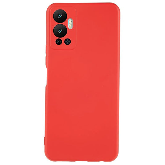 For Infinix Hot 12 4G Anti-Slip Liquid Silicone Texture Phone Case 2.0mm Thick Arc Edge Soft TPU Shockproof Back Cover - Red