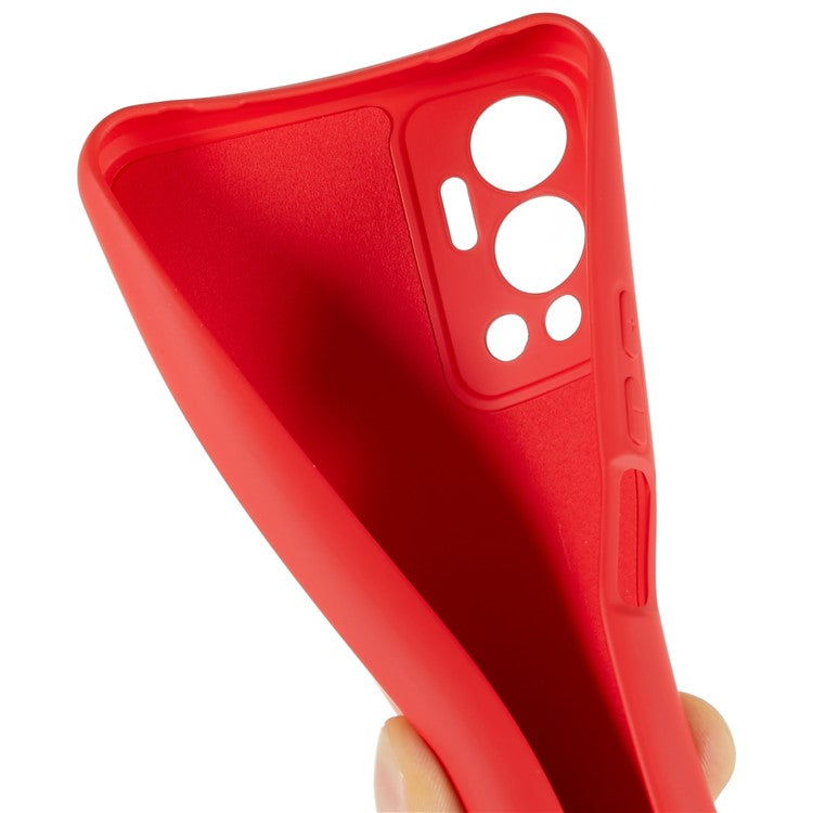 For Infinix Hot 12 4G Anti-Slip Liquid Silicone Texture Phone Case 2.0mm Thick Arc Edge Soft TPU Shockproof Back Cover - Red