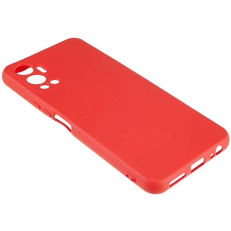 For Infinix Hot 12 4G Anti-Slip Liquid Silicone Texture Phone Case 2.0mm Thick Arc Edge Soft TPU Shockproof Back Cover - Red