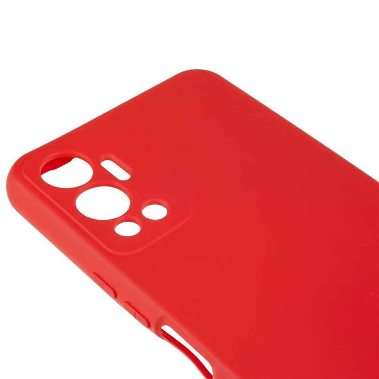 For Infinix Hot 12 4G Anti-Slip Liquid Silicone Texture Phone Case 2.0mm Thick Arc Edge Soft TPU Shockproof Back Cover - Red