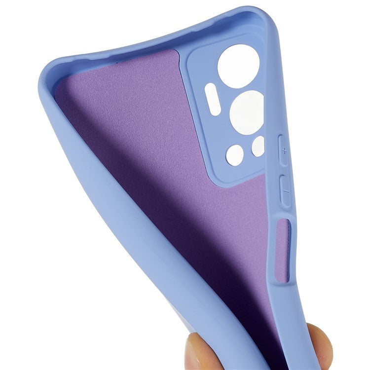 For Infinix Hot 12 4G Anti-Slip Liquid Silicone Texture Phone Case 2.0mm Thick Arc Edge Soft TPU Shockproof Back Cover - Purple