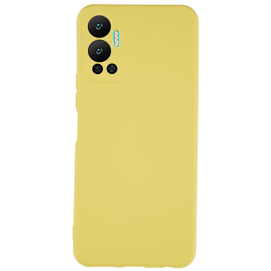 For Infinix Hot 12 4G Anti-Slip Liquid Silicone Texture Phone Case 2.0mm Thick Arc Edge Soft TPU Shockproof Back Cover - Yellow