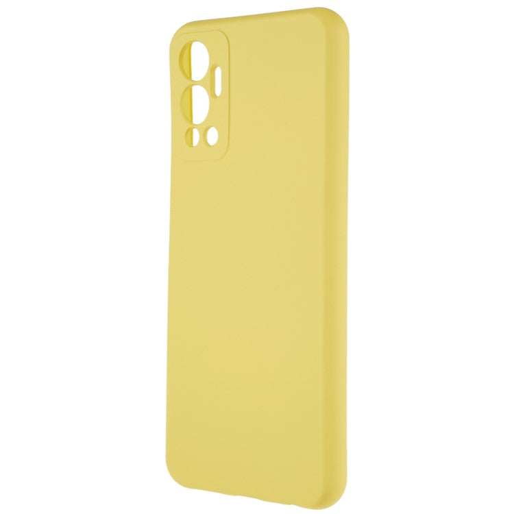 For Infinix Hot 12 4G Anti-Slip Liquid Silicone Texture Phone Case 2.0mm Thick Arc Edge Soft TPU Shockproof Back Cover - Yellow