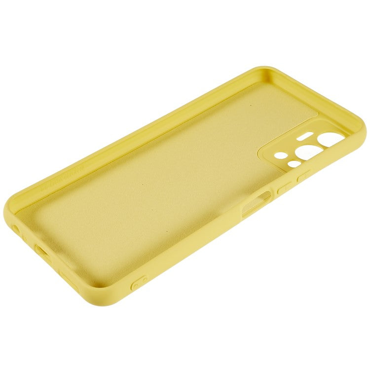 For Infinix Hot 12 4G Anti-Slip Liquid Silicone Texture Phone Case 2.0mm Thick Arc Edge Soft TPU Shockproof Back Cover - Yellow