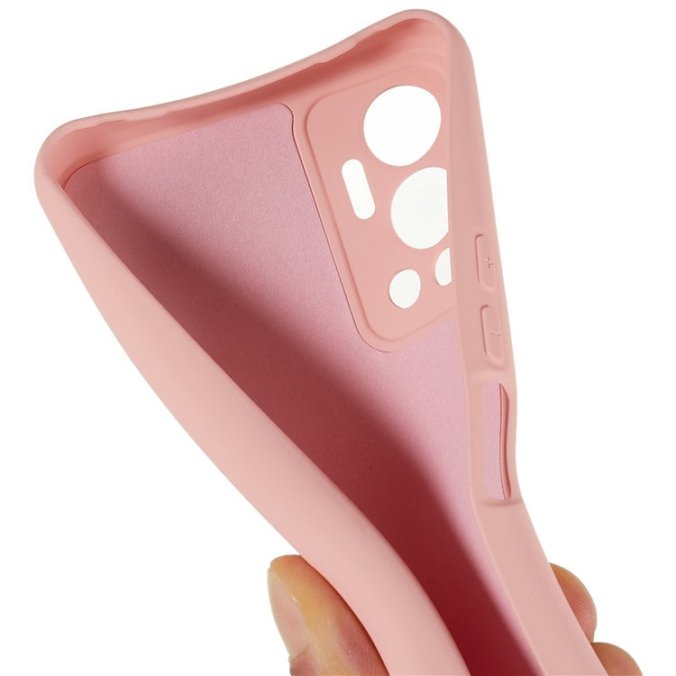 For Infinix Hot 12 4G Anti-Slip Liquid Silicone Texture Phone Case 2.0mm Thick Arc Edge Soft TPU Shockproof Back Cover - Pink