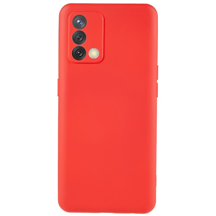 For Oppo A74 4G Flexible TPU Arc Edge Shockproof Phone Case 2.0mm Thick Liquid Silicone Texture Anti-Slip Back Cover - Red