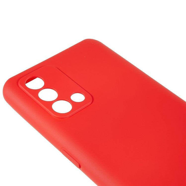 For Oppo A74 4G Flexible TPU Arc Edge Shockproof Phone Case 2.0mm Thick Liquid Silicone Texture Anti-Slip Back Cover - Red