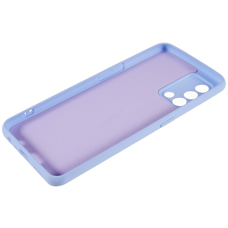 For Oppo A74 4G Flexible TPU Arc Edge Shockproof Phone Case 2.0mm Thick Liquid Silicone Texture Anti-Slip Back Cover - Purple