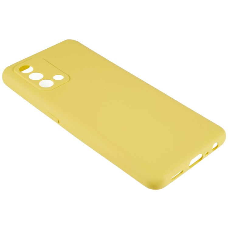 For Oppo A74 4G Flexible TPU Arc Edge Shockproof Phone Case 2.0mm Thick Liquid Silicone Texture Anti-Slip Back Cover - Yellow