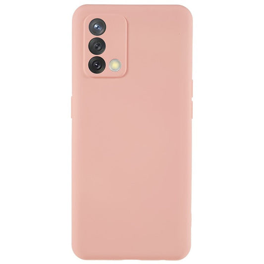 For Oppo A74 4G Flexible TPU Arc Edge Shockproof Phone Case 2.0mm Thick Liquid Silicone Texture Anti-Slip Back Cover - Pink