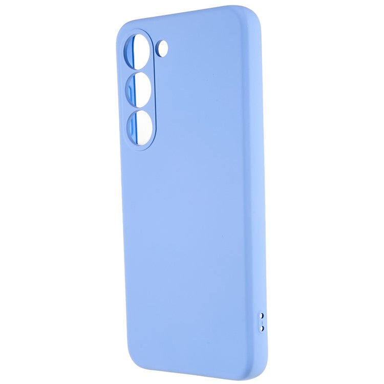 For Samsung Galaxy S23 Liquid Silicone Texture Soft TPU Phone Case Arc Edge 2.0mm Thick Drop Protection Back Cover - Purple
