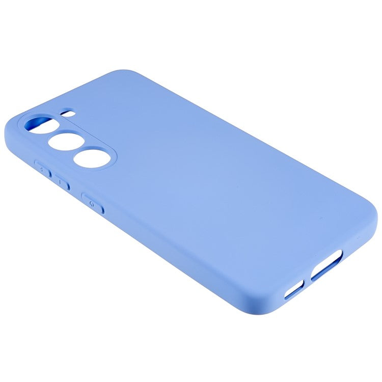 For Samsung Galaxy S23 Liquid Silicone Texture Soft TPU Phone Case Arc Edge 2.0mm Thick Drop Protection Back Cover - Purple