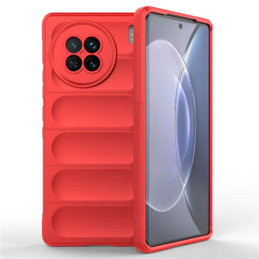 For vivo X90 5G Soft TPU Rugged Back Cover Drop-proof Protective Cell Phone Case - Red