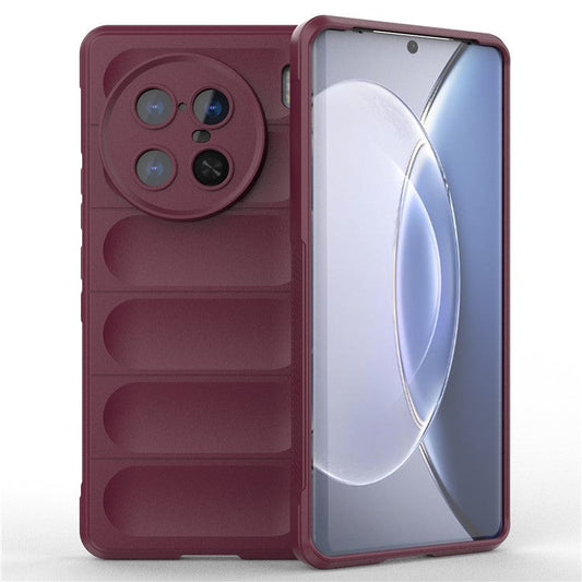 For vivo X90 Pro+ 5G Rugged Back Phone Case Anti-scratch Soft TPU Protective Cover - Wine Red