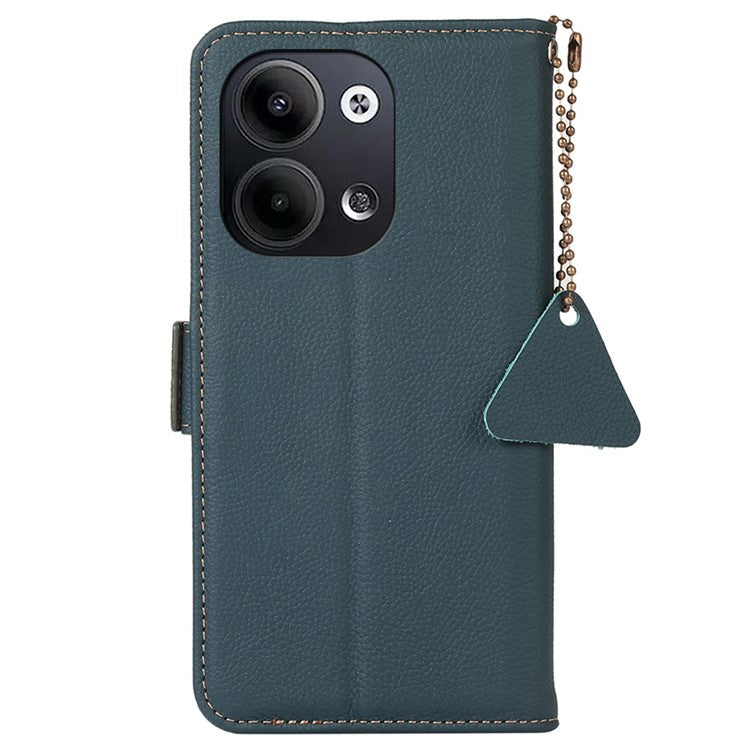 TJ Series For Oppo Reno9 5G / Reno9 Pro 5G RFID Blocking Genuine Cowhide Leather Phone Case Wallet Stand Magnetic Clasp Cover - Green