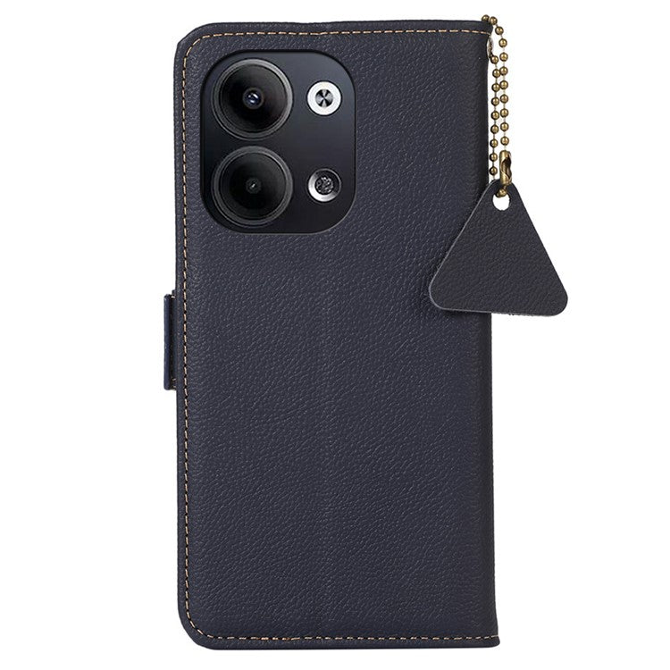 TJ Series For Oppo Reno9 5G / Reno9 Pro 5G RFID Blocking Genuine Cowhide Leather Phone Case Wallet Stand Magnetic Clasp Cover - Blue