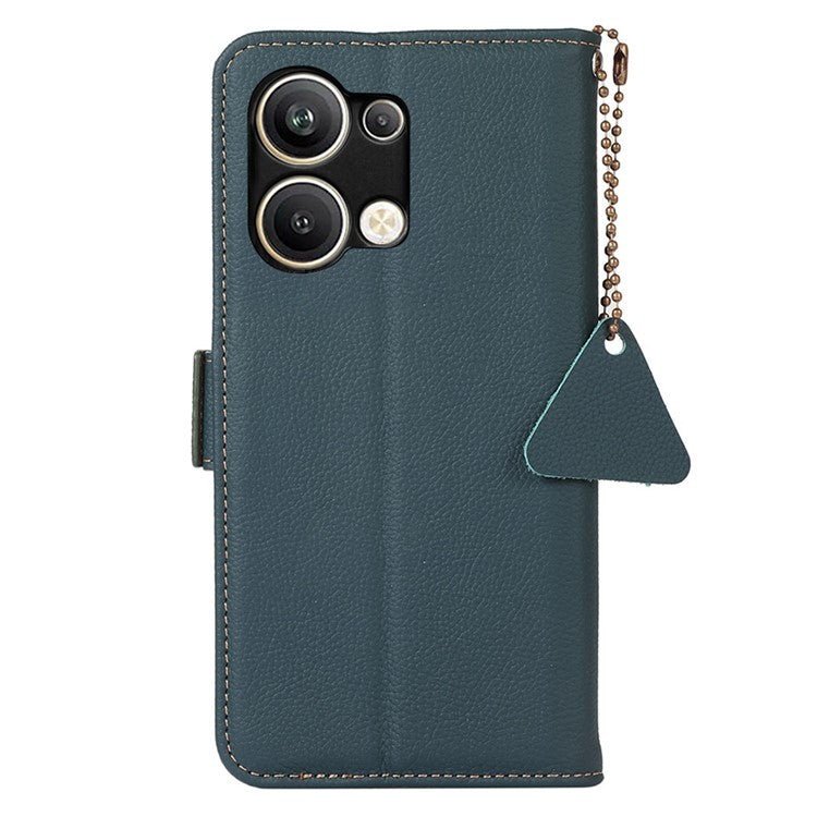 TJ Series For Oppo Reno9 Pro+ 5G RFID Blocking Phone Cover Genuine Cowhide Leather Magnetic Clasp Case with Wallet Stand - Green