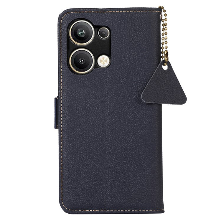 TJ Series For Oppo Reno9 Pro+ 5G RFID Blocking Phone Cover Genuine Cowhide Leather Magnetic Clasp Case with Wallet Stand - Blue